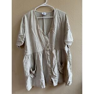 Princess Polly Flax Blend Dress Size Medium/Large